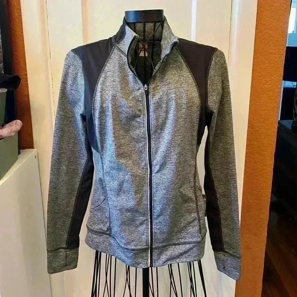 Lucy Jacket Activewear Full Zip Athletic Workout Track Jacket Gray Size S